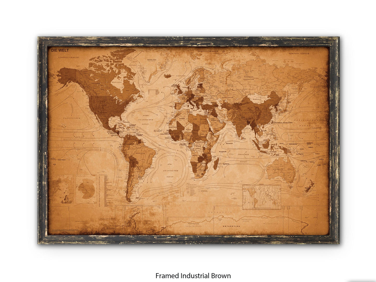 World Map GERMAN LANGUAGE Poster Vintage Style Poster