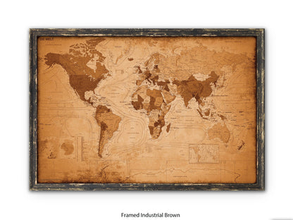 World Map GERMAN LANGUAGE Poster Vintage Style Poster