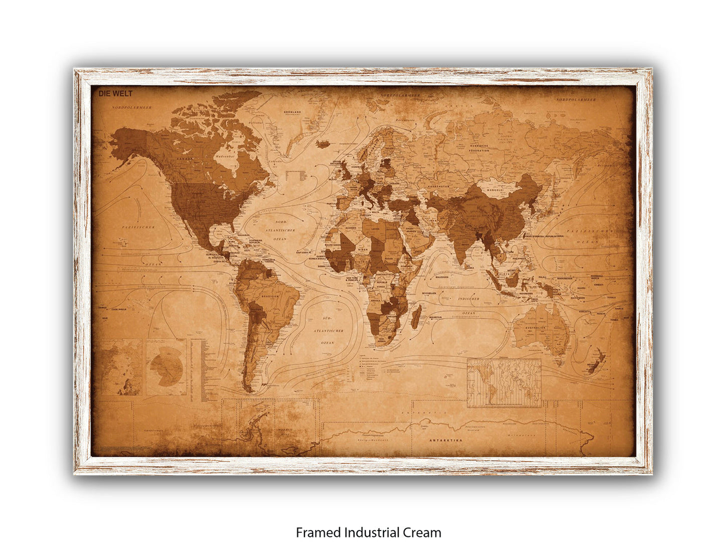 World Map GERMAN LANGUAGE Poster Vintage Style Poster