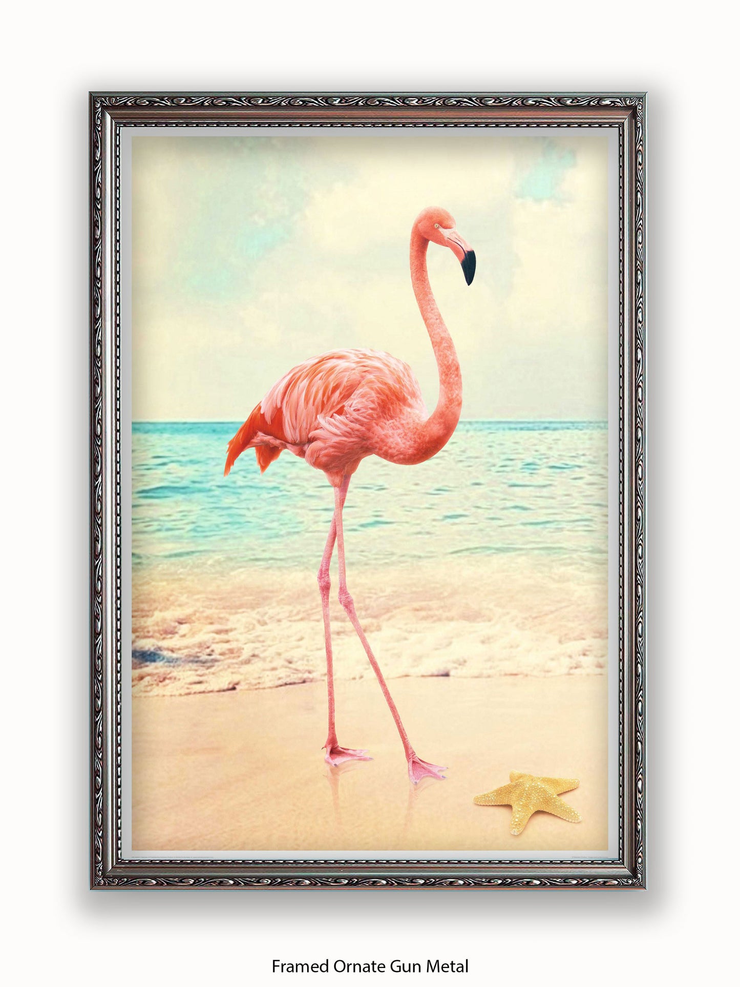Flamingo Starfish Beach Poster