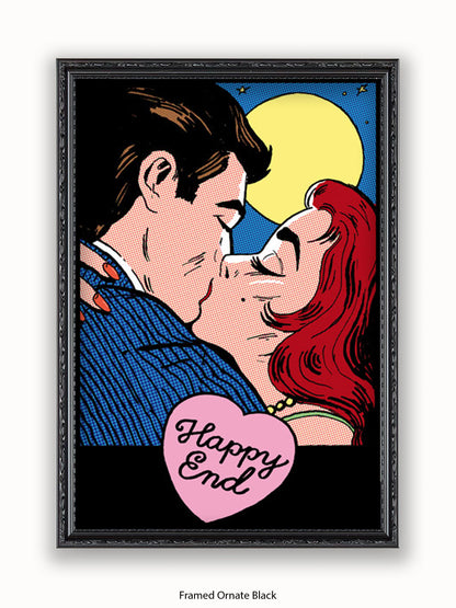 Happy End Retro Kiss Poster