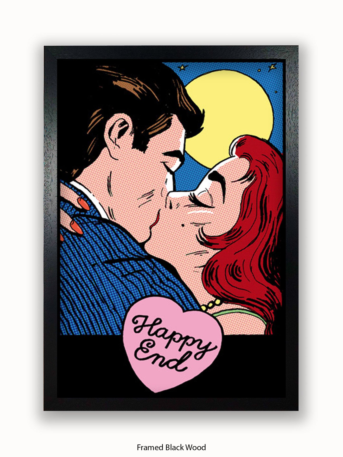 Happy End Retro Kiss Poster