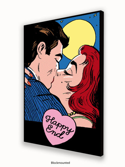 Happy End Retro Kiss Poster