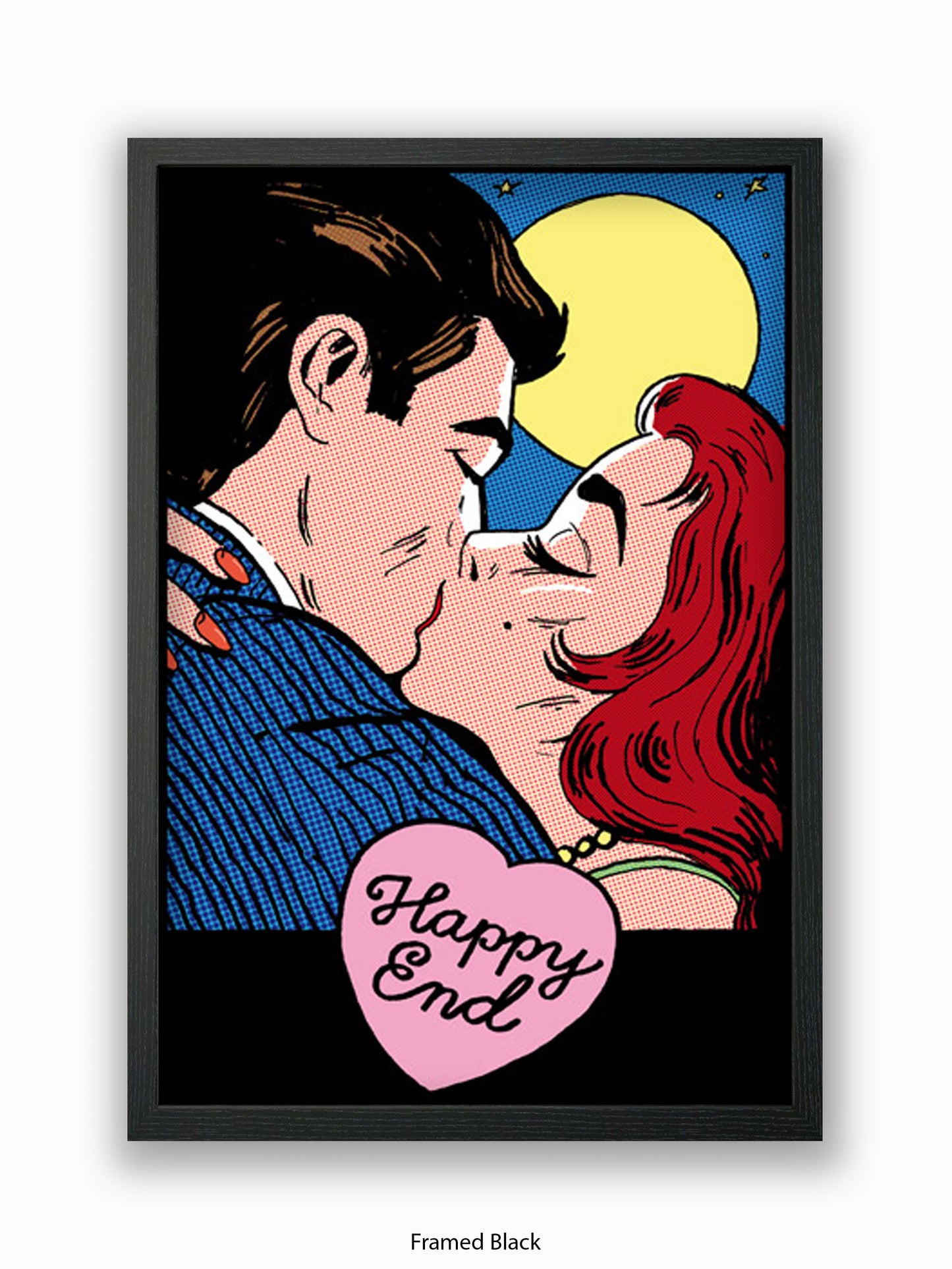 Happy End Retro Kiss Poster