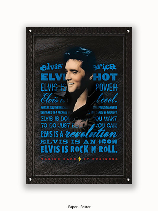 Elvis Presley Rock n Roll Blue Poster