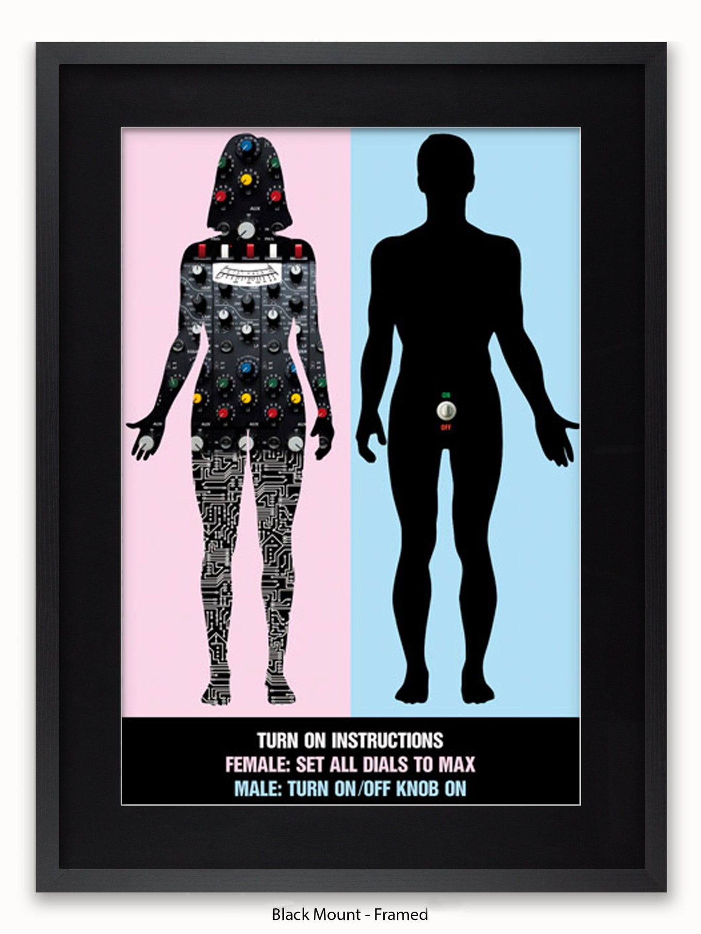 Turn On Instructions Man Women Poster