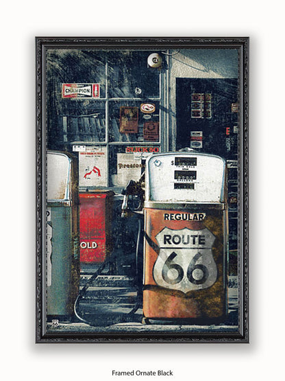 Route 66 Petrol Pumps Poster