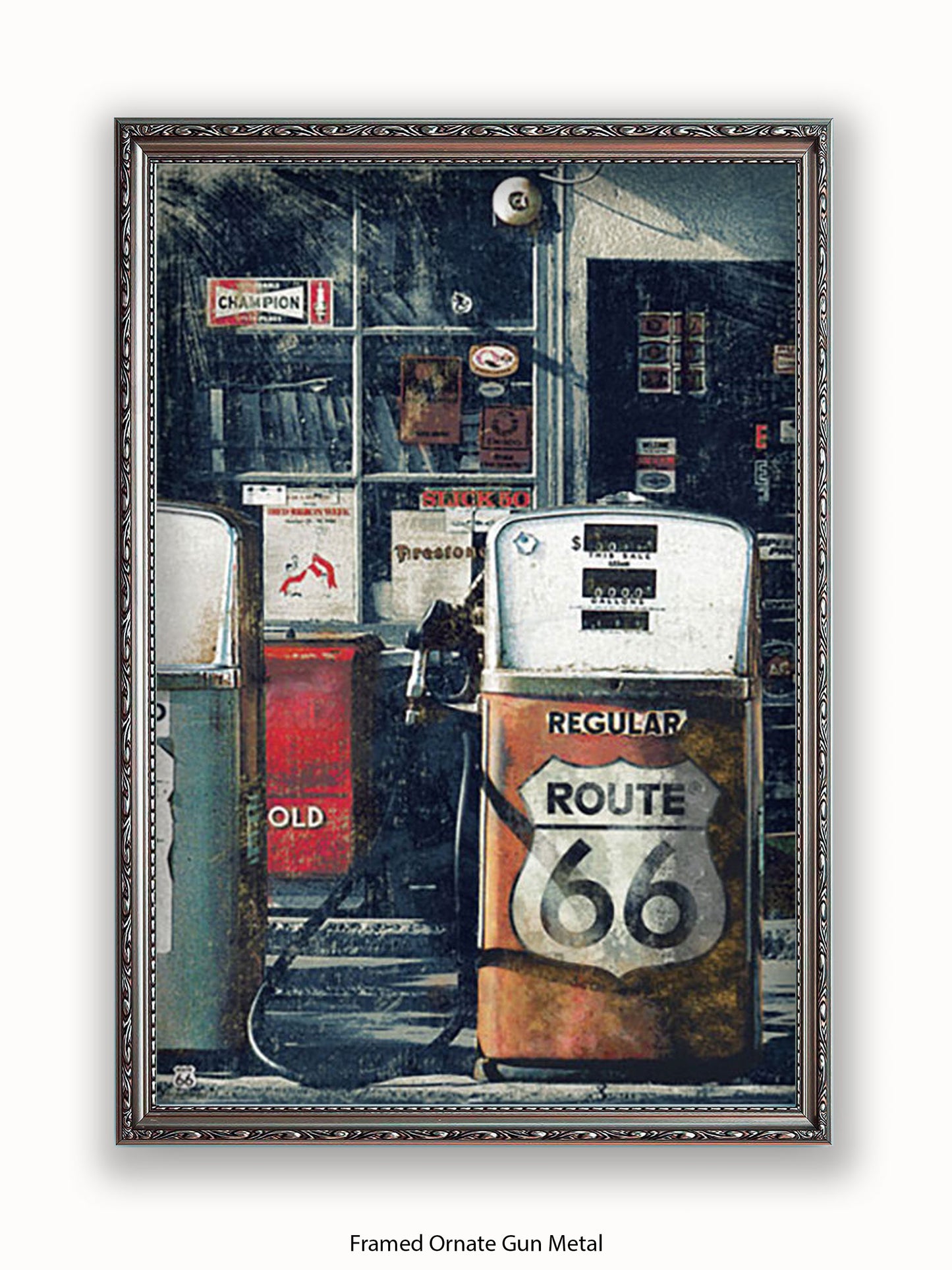 Route 66 Petrol Pumps Poster