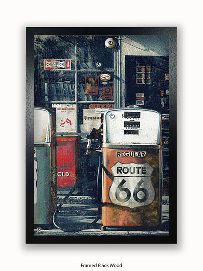 Route 66 Petrol Pumps Poster
