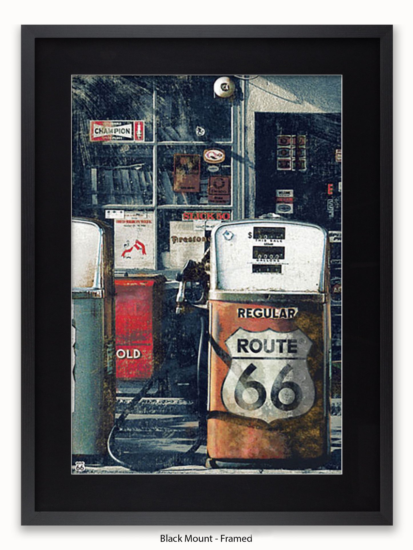Route 66 Petrol Pumps Poster