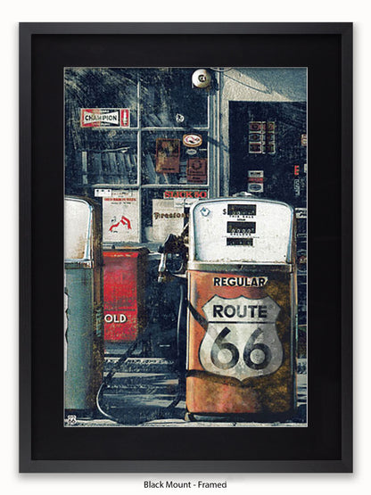 Route 66 Petrol Pumps Poster