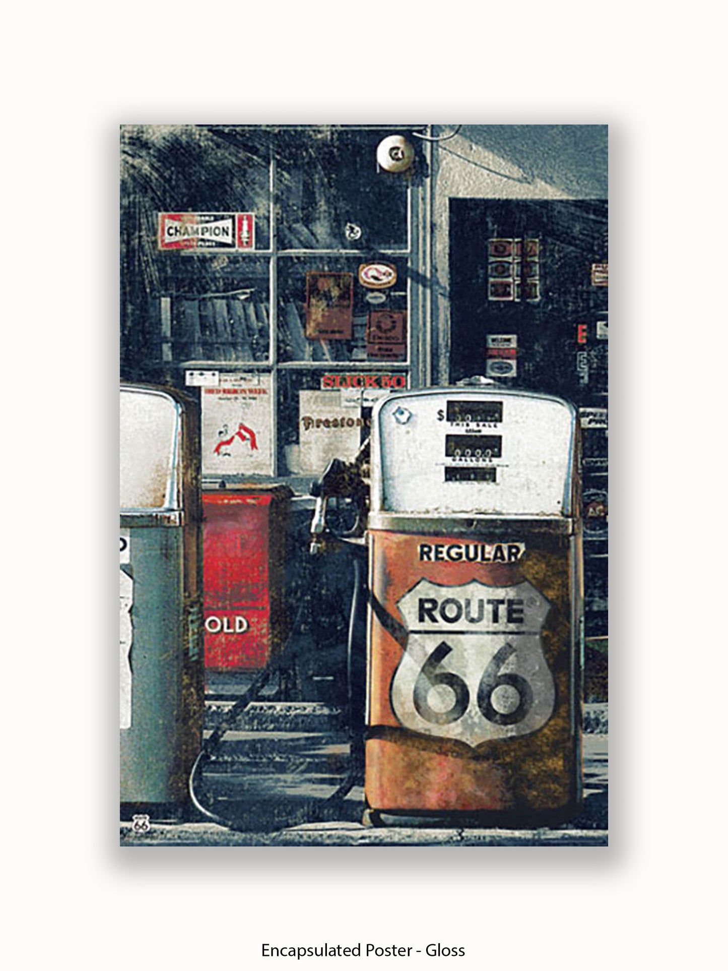 Route 66 Petrol Pumps Poster