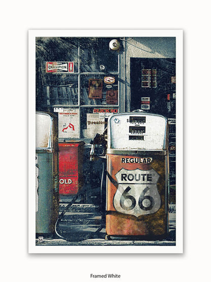 Route 66 Petrol Pumps Poster