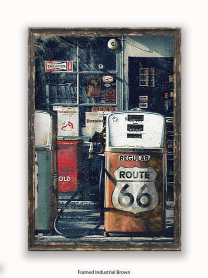 Route 66 Petrol Pumps Poster