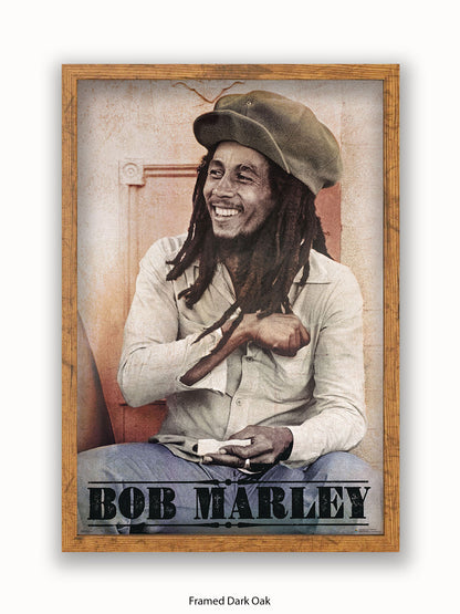 Bob Marley Rolling Text Poster