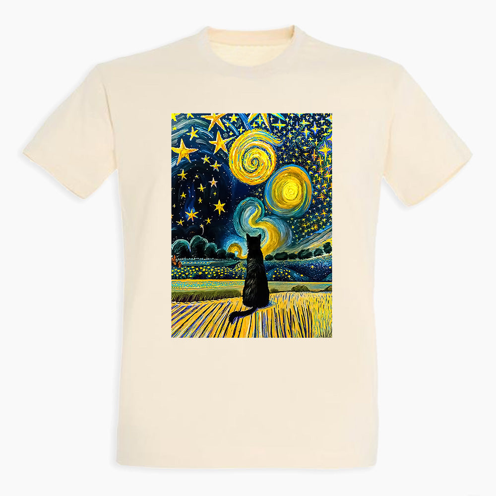 Cat - Starry Night - T Shirt