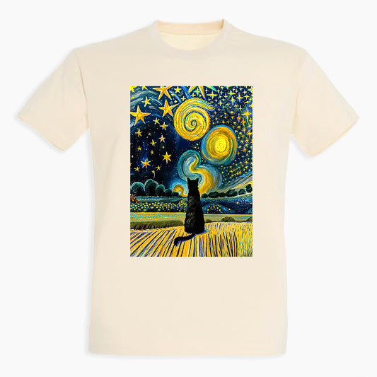 Cat - Starry Night - T Shirt