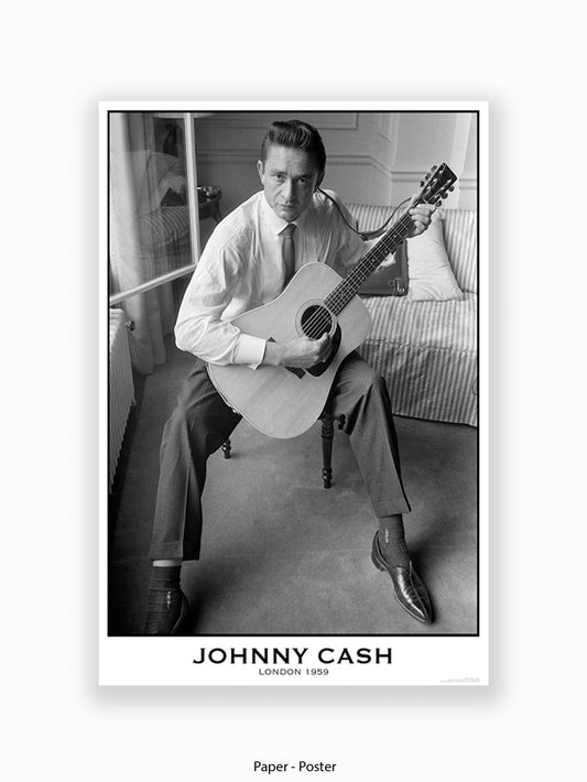 Johnny Cash - Sitting Guitar - 1959 - Poster