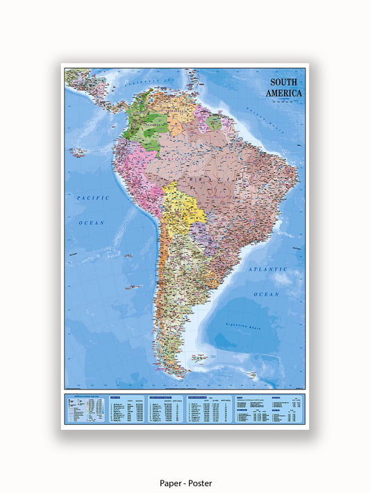 South America Map Poster
